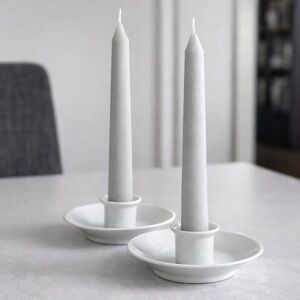 Vintage POTTERY BARN 2-pcs Porcelain  Modernist Candle Holders Japan #1230259